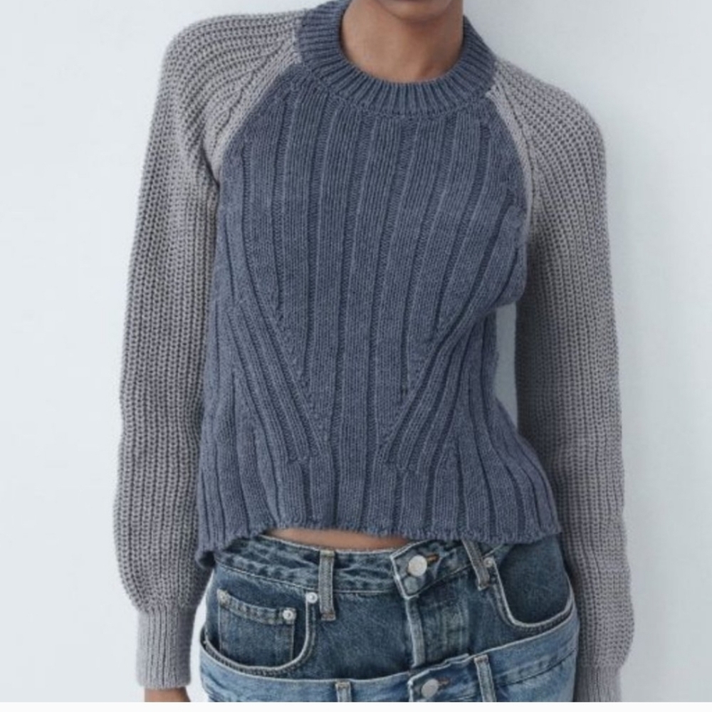 Zara Blue/grey Fashiony Women's Sweater